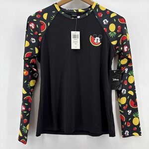 Disney Mickey Mouse Fruit Women's Rash Guard Top Size Medium New